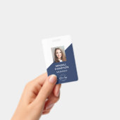 カスタム ネイビーブルー 従業員写真付き 企業セキュリティバッジ バッジ (手持ち)