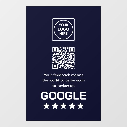 カスタム ネイビー QR コード | Google レビュー表示 ウィンドウサイン (シート)
