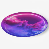 カスタム ネオンサイン ピンクとパープルの雲 ペーパープレート (アングル)