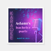 カスタム ネオン カラオケ ナイト バチェラーパーティー スタンダードカクテルナプキン (正面)