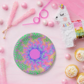 カスタム ネオン レインボー サンバースト 紙皿 (パーティー)