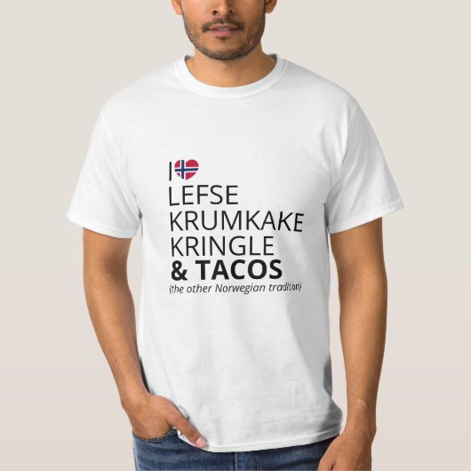 カスタム ノルウェー 国旗 ハート | ノルウェー系アメリカ人 Tシャツ (正面)
