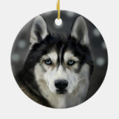 カスタム ハスキー犬 写真 セラミックオーナメント (裏面)