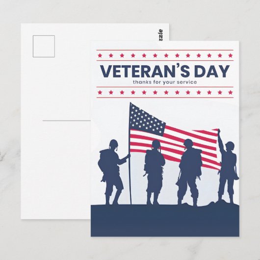 カスタム ハッピー退役軍人の日!ありがとうカード 2025 ポストカード (正面/裏面)