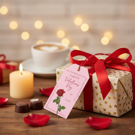 カスタム ハッピー バレンタインデー ローズ ギフト タグ