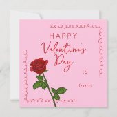 カスタム ハッピー バレンタインデー ローズ スクエア シーズンカード (正面)