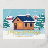 カスタム ハッピー ホリデーズ リアルエステート カンパニー ゴールド 箔シーズンカード (正面)