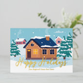 カスタム ハッピー ホリデーズ リアルエステート カンパニー ゴールド 箔シーズンカード (立ち正面)