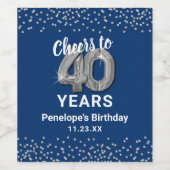 カスタム ハッピー 40歳の誕生日 ワイン ラベル (シングルラベル)