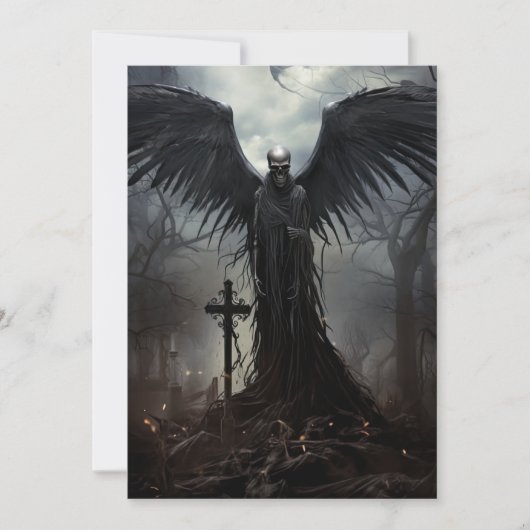 カスタム ハロウィンパーティー ゴシック スケルトン 墓地 招待状 (正面)