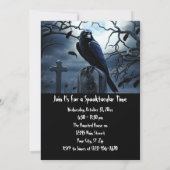 カスタム ハロウィンパーティー ゴシック ラヴェン 墓地 招待状 (裏面)