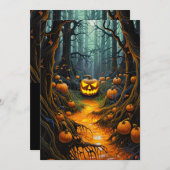 カスタム ハロウィンパーティー ジャック・オ・ランタン かぼちゃ 招待状 (正面/裏面)