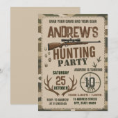 カスタム ハンティング カモフラージュ 誕生日パーティー 招待状 (正面/裏面)