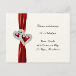 カスタム ハーツ レッド リボン 受付カード 招待状