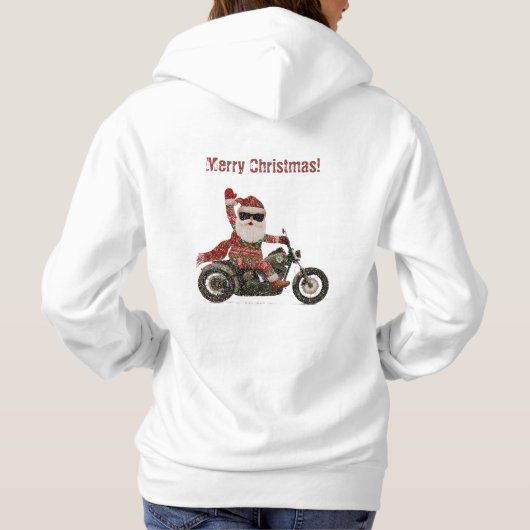 カスタム バイカー サンタ レトロ クリスマス ライド パーカ (裏面)