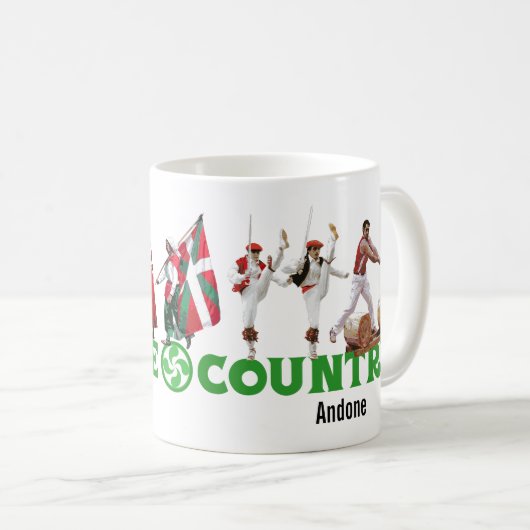 カスタム、バスクの国の伝統的なフェスティバルのロゴ: コーヒーマグカップ (正面右)