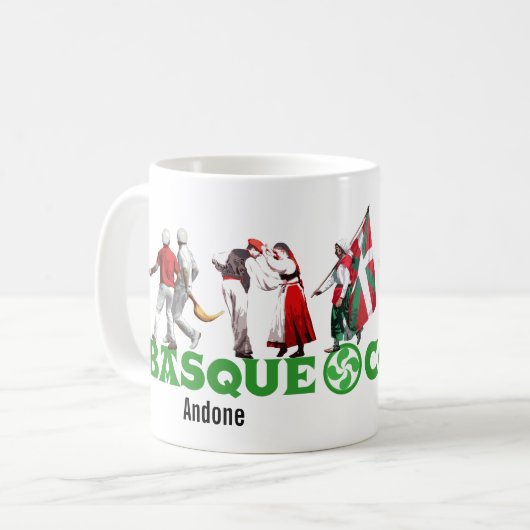 カスタム、バスクの国の伝統的なフェスティバルのロゴ: コーヒーマグカップ (正面左)