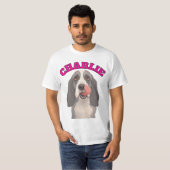 カスタム バセットハウンド 鼻をなめる アート Tシャツ (正面フル)