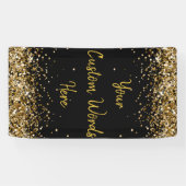 カスタム バックドロップ 誕生日パーティー フォト ブラック＆ゴールド 横断幕 (横)