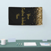 カスタム バックドロップ 誕生日パーティー フォト ブラック＆ゴールド 横断幕 (トレードショー)