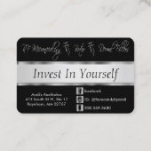 カスタム-バラ金ゴールドグリッターリップス&シルバー、ブラックB 名刺 (裏面)