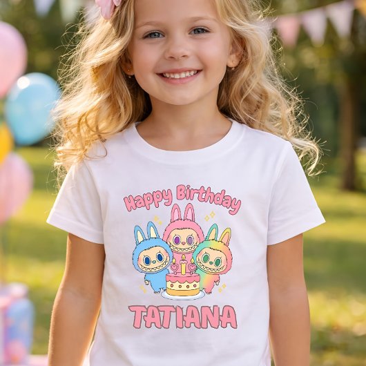 カスタム バースデー ガール シャツ、名前入り キッズ 誕生日 Tシャツ