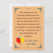 カスタム バースデー ゲスト 感謝カード | おしゃれな (裏面)