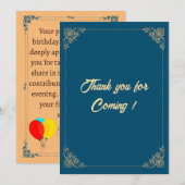 カスタム バースデー ゲスト 感謝カード | おしゃれな (正面/裏面)