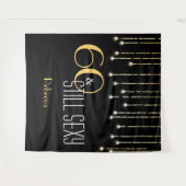 カスタム バースデー ブラック ゴールド フォトブース 背景 タペストリー (正面(横))