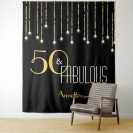 カスタム バースデー ブラック ゴールド フォトブース 背景 タペストリー
