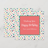 カスタム バースデー モダン オレンジ ティール ドット ホワイト スクリプト (正面/裏面)