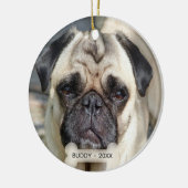 カスタム パグ 犬 写真 セラミックオーナメント (左)