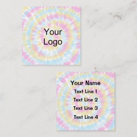 カスタム.パステルの色。タイダイ. スクエア名刺 (正面/裏面)