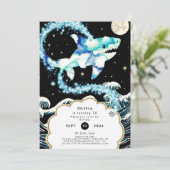 カスタム パステル エンチャンテッド シャーク バースデー 招待状 (スタンド正面)