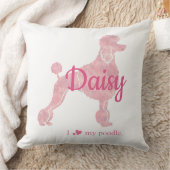 カスタム パステル ピンク プードル シルエット クッション (ブランケット)