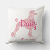 カスタム パステル ピンク プードル シルエット クッション (正面)