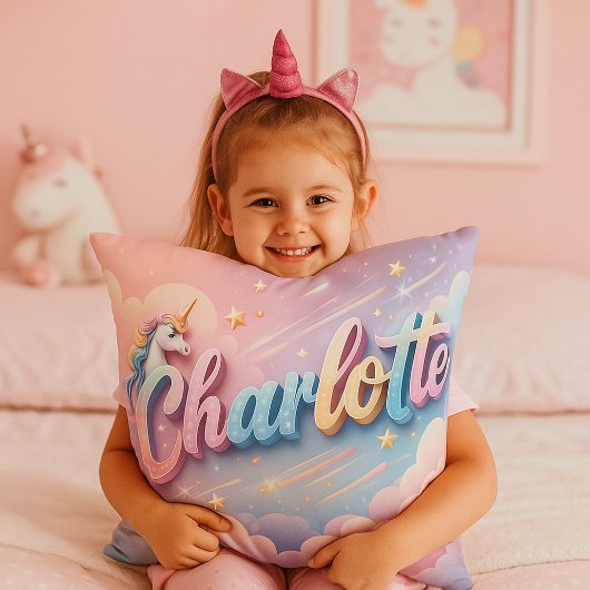 カスタム パステル ユニコーン 名前 枕