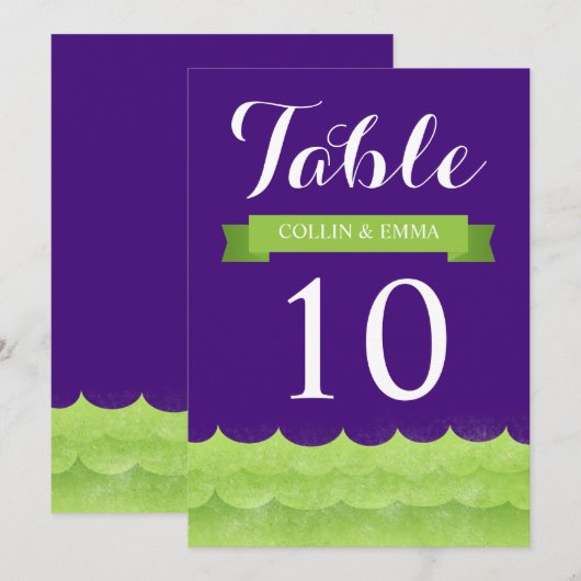 カスタム パープル アット シー ナウチカル テーブル ナンバー 招待状 (正面/裏面)