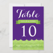 カスタム パープル アット シー 航海 テーブル ナンバー 招待状 (正面)