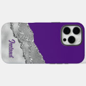 カスタム パープル グレー ギラギラデザイン Case-Mate iPhoneケース (裏面 (横))