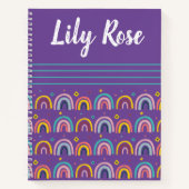 カスタム パープル レインボー パターン キッズ ノートブック (正面)