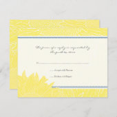 :: カスタム: ヒマワリRSVPカード: 海軍及び黄色 出欠カード (正面/裏面)