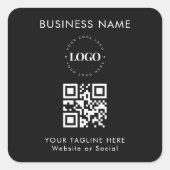 カスタム ビジネス会社ロゴ QR コードとテキスト シンプル スクエアシール (正面)