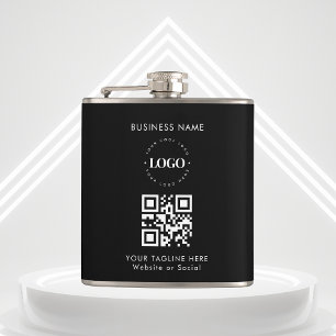 カスタム ビジネス会社ロゴ QR コードとテキスト シンプル フラスク