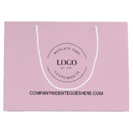 カスタム ビジネス カンパニー ウェブサイト あなたのロゴ ピンク ラージペーパーバッグ