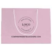 カスタム ビジネス カンパニー ウェブサイト あなたのロゴ ピンク ラージペーパーバッグ (裏面)