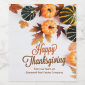 カスタム ビジネス サンクスギビング ビューティフル パンプキン ワインラベル (シングルラベル)