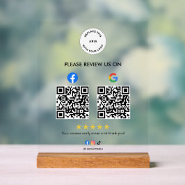 カスタム ビジネス ソーシャル レビュー アクリル サイン QR