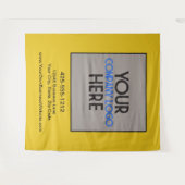 カスタム ビジネス トレード ショー ロゴ 黄色の背景 タペストリー (正面(横))