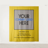 カスタム ビジネス トレード ショー ロゴ 黄色の背景 タペストリー (正面)